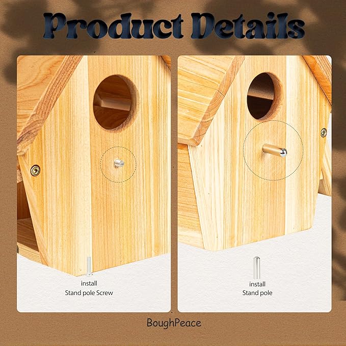 Wooden Bird Houses for Outside Hanging Birdhouses Nest Bluebird House for Cardinals Finch Wren Swallow for Garden Viewing 2