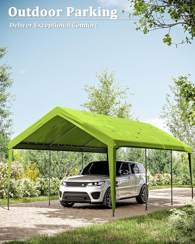 Carport Canopy Replacement Cover 12x20 Heavy Duty Outdoor Portable Car Canopy Oxford Waterproof UV & Tear Resistant Garage Canopy with Ball Bungees (Frame is Not Included)
