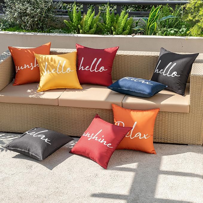 MIULEE Outdoor Waterproof Throw Pillow Covers Set of 2 Relax Decorative Outdoor Square Pillowcases for Chair Patio Garden Couch Tent Balcony Sofa Orange 20x20 Inch