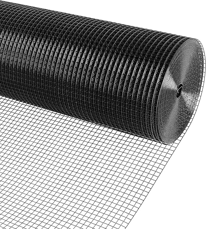Black PVC Vinyl Coated Wire Mesh Hardware Cloth 1/2 in 36”x50’ 19 Gauge, Welded Wire Fencing Chicken Wire Mesh Roll Cage Wire Netting…