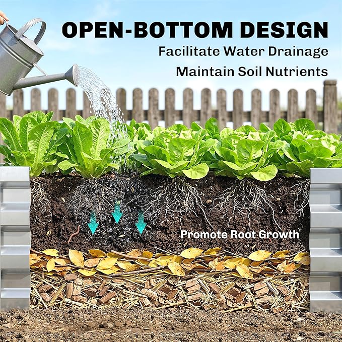 Outsunny Galvanized Raised Garden Bed, 4' x 2' x 1' Metal Planter Box, for Growing Vegetables, Flowers, Herbs, Succulents, Silver