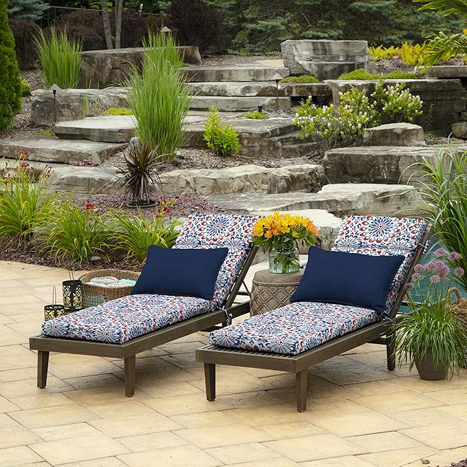 ARDEN Outdoor Chaise Cushion, 21 in x 72 in, Weather-Proof, Rain-Proof, Fade Resistant Patio Cushion for Chaise Lounger Clark Blue