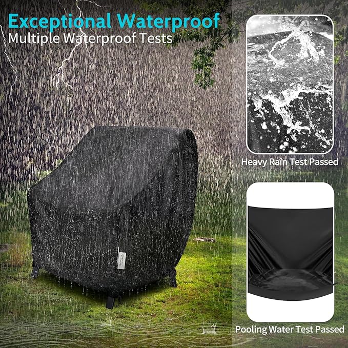 Waterproof Patio Chair Covers, Oxford Fabric Outdoor Furniture Covers, Fit up to 36"W x 37"D x 36"H, Lawn Chair Covers with Storage Bag, Black 2-Pack