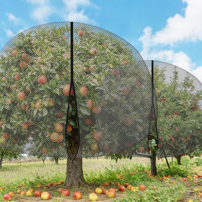 15ft x 15ft Extra Large Fruit Tree Netting Cover with Zipper and Drawstring Garden Plant Protector Bird Barrier for Blueberry Bushes Ultra Fine Mesh Garden Netting for Birds Squirrels Cicadas (Black)