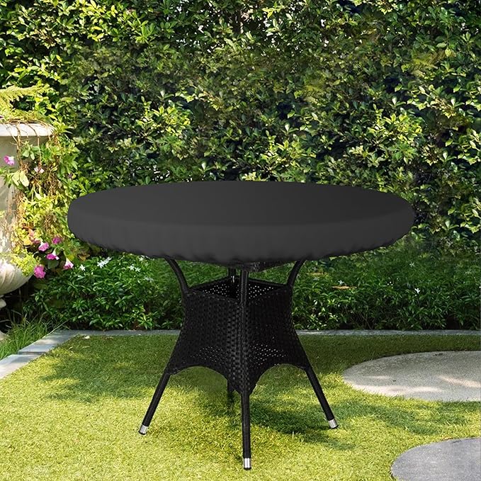Covers & All Round Table Top Cover, 12 Oz Waterproof UV & Weather Resistant Patio Table Cover, Outdoor Table Cover for Patio Outdoor Furniture & Coffee Table (36" Dia x 4" H Inches, Black)