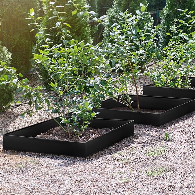 LAVEVE Landscape Edging Galvanized Steel Black, Hammer-in Metal Garden Edging Border with Clips, Suitable for Garden Fence, Paver Edging, Lawn and Yard