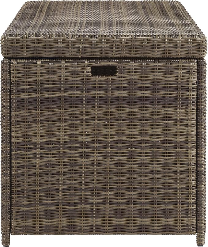 Crosley Furniture Bradenton Wicker Outdoor Storage Box for Patio Furniture Cushions, Pool Floats, Garden Tools, Brown