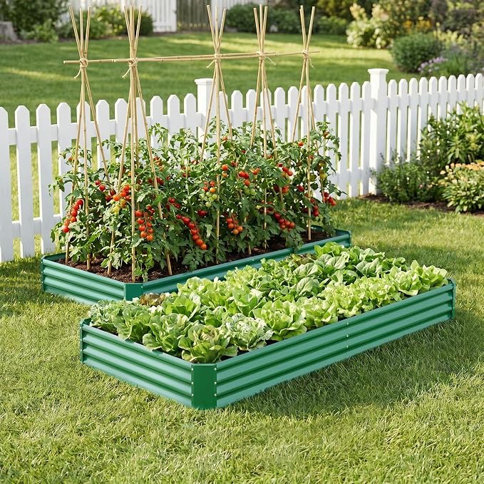 8x4x1ft(2 Pack) Galvanized Raised Garden Bed,Outdoor Planter Box Metal Patio Kit Planting Bed for Vegetables,Flowers, Green