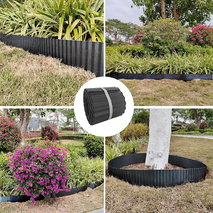 Metal Landscape Edging Border,8 inch × 20 feet Corrugated Garden Edging for Flower Bed,Lawn (8 Inch × 20FT)