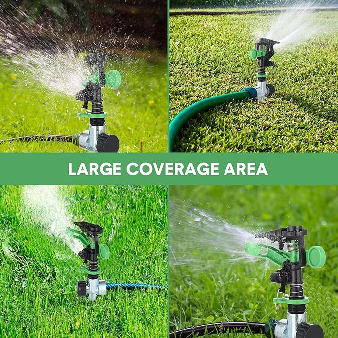 Sprinklers for Yard Garden Sprinkler 360 Degree Automatic Rotating Lawn Sprinkler with Water Stop Ring Adjustable Rotating Pulsating Sprinklers for Yard Ground Grass Irrigation System (8 Pack)