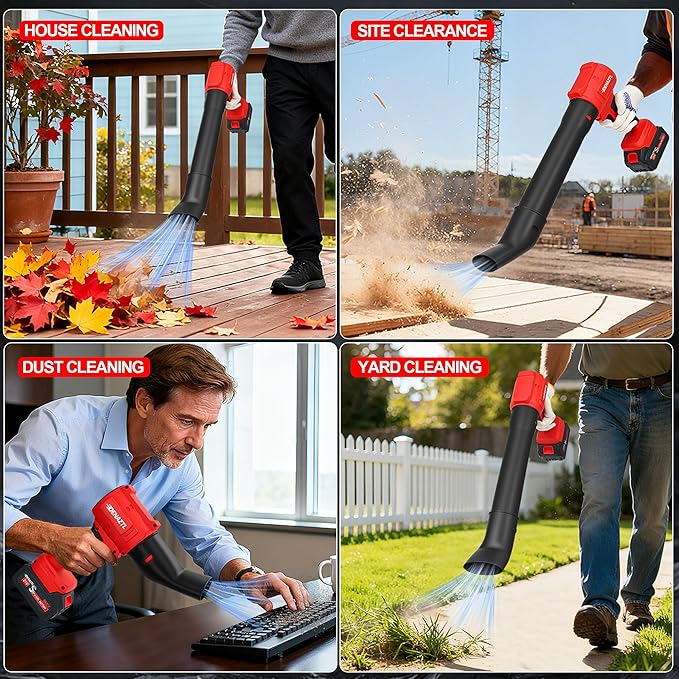 Electric Handheld Leaf Blower Cordless with 2X 4.0Ah Batteries and Charger, 650CFM 160MPH, 2 Extended Nozzles, Portable Mini Lightweight for Seniors Gift, Yard,Patio,Gutter,Lawn Care, Garden Tool