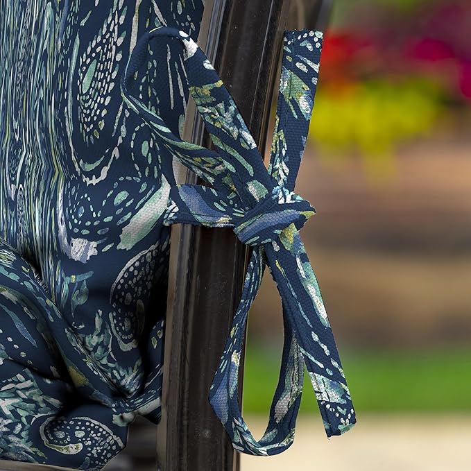 Arden earthFIBER Outdoor Dining Chair Cushion, 20 x 20, Rain-Proof, Fade Resistant, Sapphire Blue Ridge Paisley