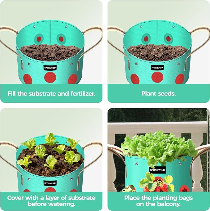 7 Pack 5 Gallon Grow Bags Heavy Duty 180G Thickened PE Plant Pots with 8 Breathable Holes