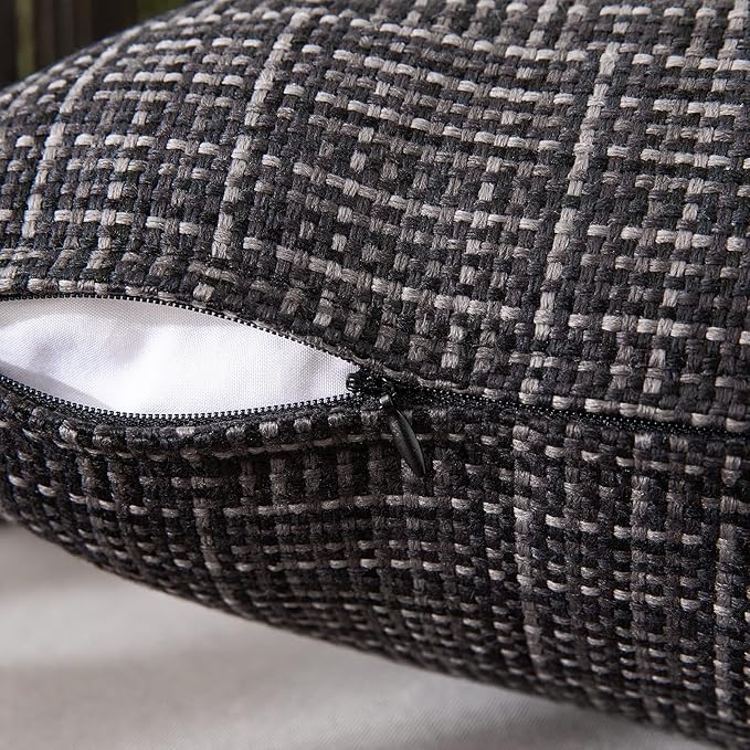 MIULEE Outdoor Waterproof Throw Pillow Covers Decorative Farmhouse Water Resistant Cushion Covers for Tent Patio Garden Couch Sofa Pack of 2, 18x18 Inch Black