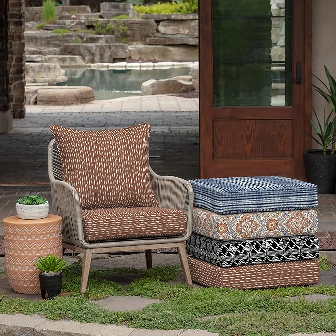 Arden Outdoor Deep Seat Cushion Set (2-Pack), 24 in x 24 in, Weather-Proof, Rain-Proof, Fade Resistant Patio Cushion for Chair, Sofa, and Couch Rust Red Brushed Texture
