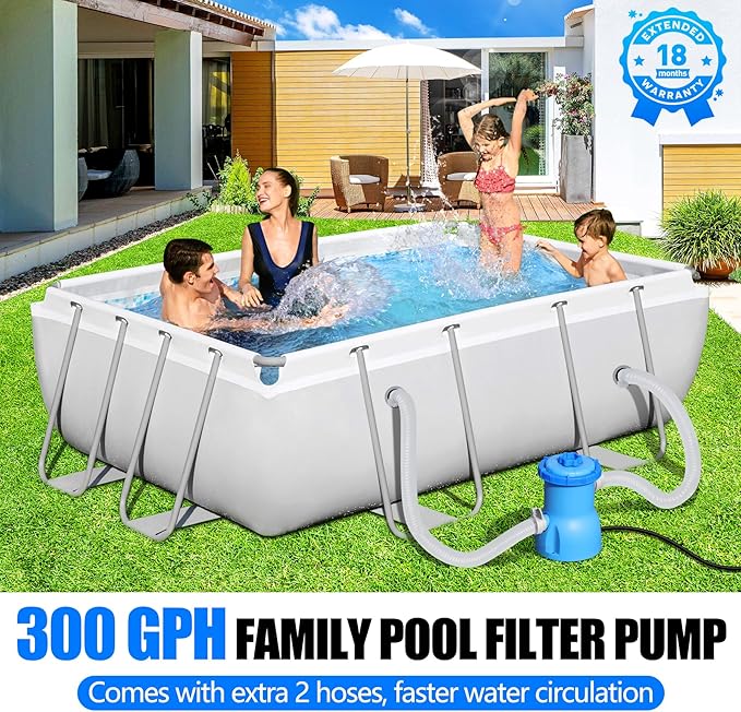 300 GPH Pool Filter Pump for Small Above Ground Pools, ETL Certified Pool Cartridge Filter Pump System with GFCI, Safety & Reliable Water Circulation Pumps - Rapidly Capture Debris in Water