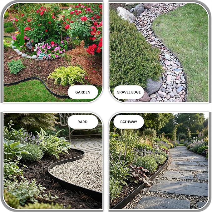 33ft. Galvanized Steel Landscape Edging (10-Pack) – 40" Metal Edging for Landscaping with 11 Stakes, Hammer-in Metal Landscaping Edging for Yard Pathway & Flower Beds – Lawn Edge for Garden Design