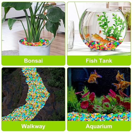 6000pcs 5-8mm Colorful Luminous Stones Glow in The Dark Garden Pebbles Stones Glow in The Dark Rocks Outdoor Glow Pebbles Aquarium Rocks for Garden Path Walkway Yard Fish Tank Plant Pots