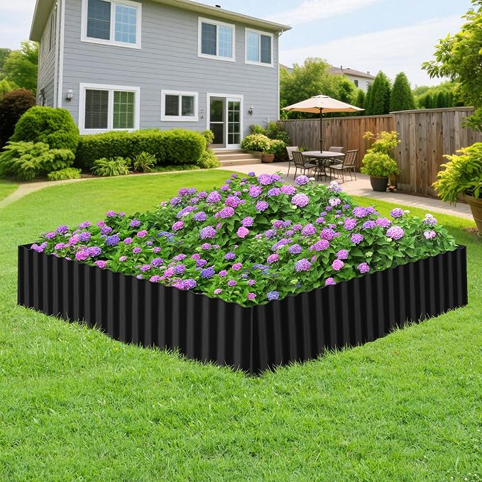 Vehipa Corrugated Garden Edging for Landscaping, 6" x 90 Ft Metal Garden Landscape Edging for Flower Bed, Lawn Edging Border Landscape Border for Garden, Yard DIY (Black)