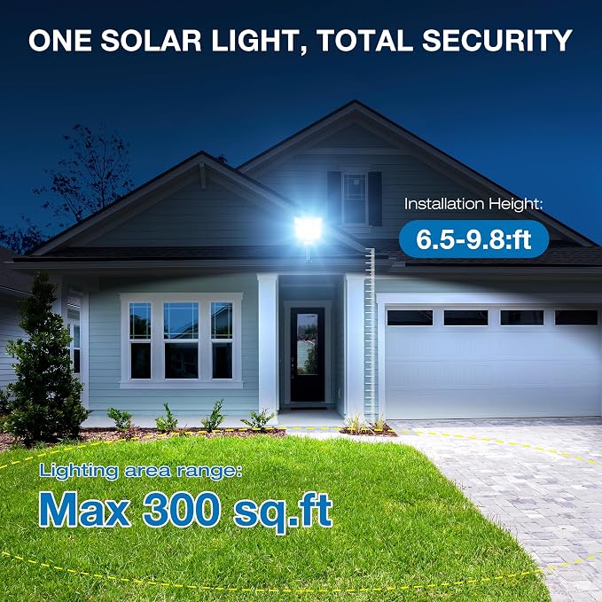 Solar Lights Outdoor,IP66 Waterproof Solar Street Lights Outdoor,6500K LED Dusk to Dawn Security Flood light with Motion Sensor and Remote Control for Yard,Parking Lot, Courtyards,Garages 4-Pack