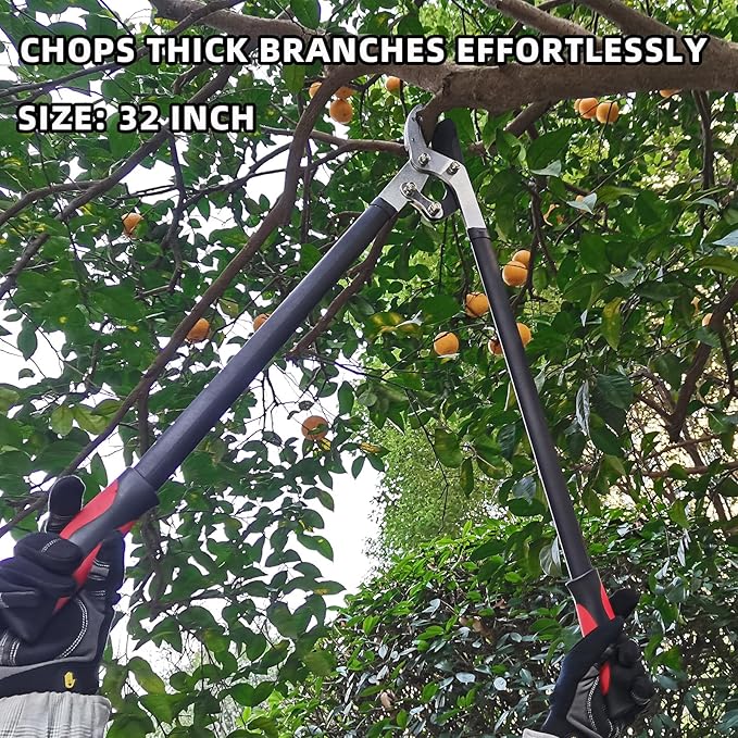 YRTSH Loppers for Tree Trimming, Heavy Duty Branch Cutter Tree Clippers with Compound Action, Chops Thick Branch Ease, Garden Lopper Pruning, 32 Inch Tree Trimmer with 2" Clean Cut Capacity