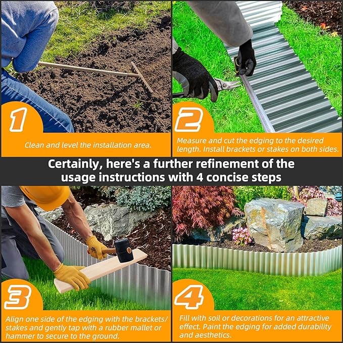 LAVEVE Corrugated Metal Garden Edging 10" x 10ft, Landscape Edging Border for Lawn, Flower Bed, Garden Fence, Paver Edging (Silver)