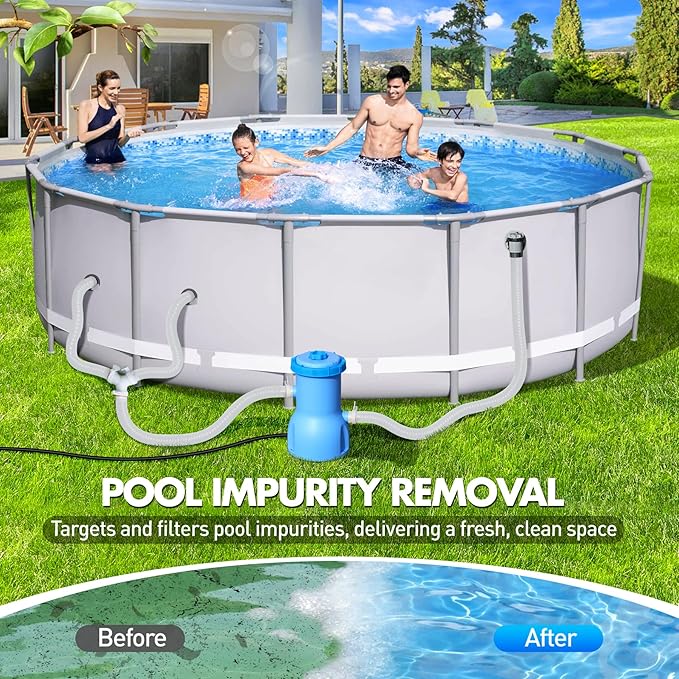 Basic Series 530 GPH Above Ground Pool Filter Pump - ETL Certified Pool Cartridge Filter Pump System with GFCI Protection | Enhances Water Clarity - Effectively Removes Impurities from Water