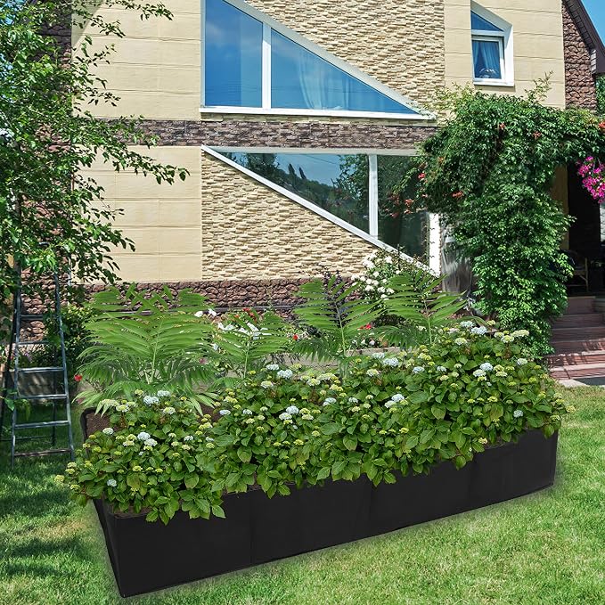 Gardzen 2 Pack Fabric Raised Garden Beds, 3x6x1 FT - 8 Grids Grow Bed for Square Foot Gardening, Planting Box for Vegetables, Herbs, Flowers