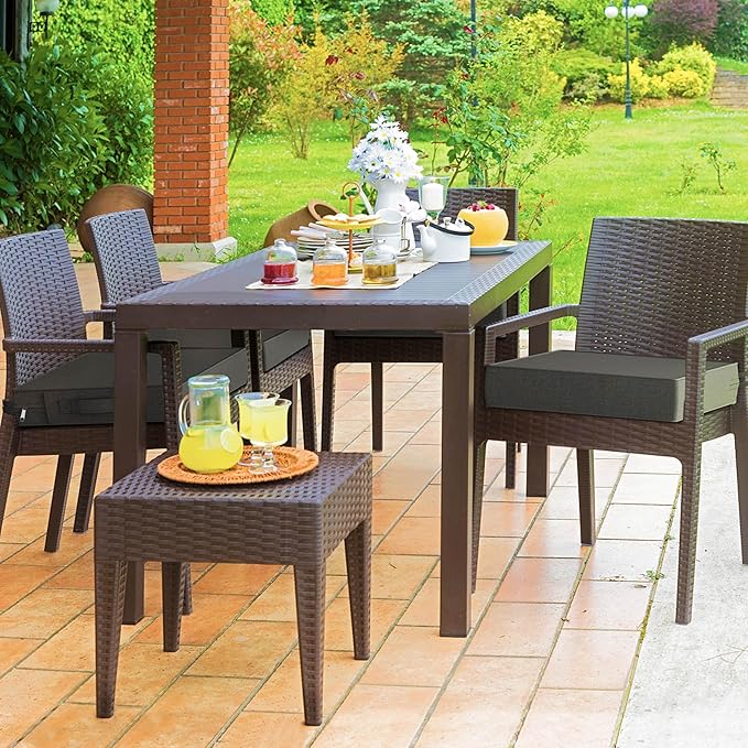 YENING 22x22 Memory Foam Outdoor Chair Cushions Waterproof 4 Inch Extra Thick Patio Seat Pads for Furniture Grey Set of 2