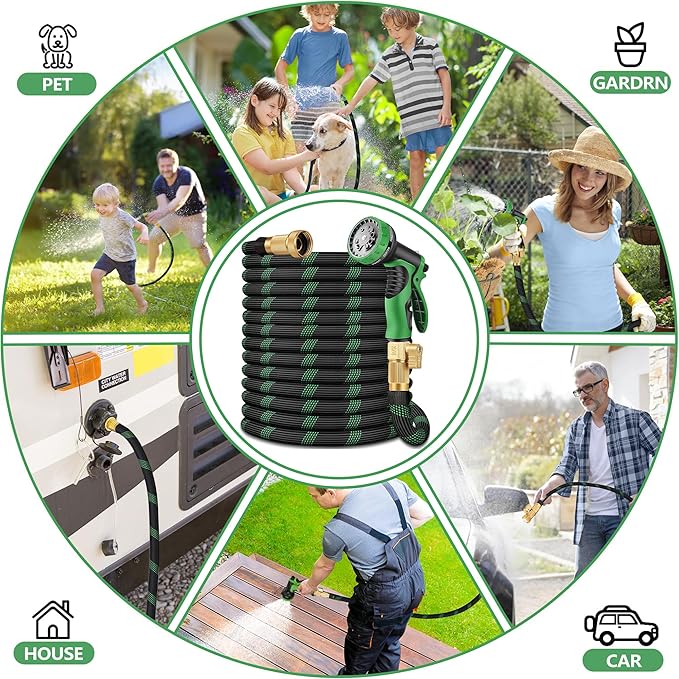 50 FT Non-Expanding Garden Hose, 2026 New Upgrated Non-Expandable Garden Water Hose - Ultra-Light & Flexible Burst-Resistant, Kink-Free Garden Hoses, All-Weather Use for Lawns, Gardens,Outdoor