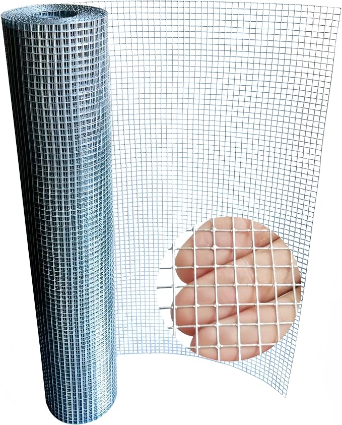 Galvanized Hardware Cloth 1/4" 23 Gauge - 24" x 35ft Welded Wire Mesh (Hot-Dip Galvanized After Welding) - Heavy Duty Chicken Wire for Garden Fencing, Vegetable Protection, Animal Cages, DIY Projects