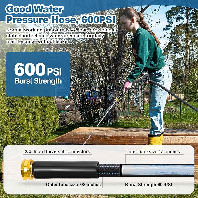 CXEZSIK Garden Hose 50ft Lightweight, Non-Expanding, Leak-Proof Metal Connector, No-Knot No-Tangle, Easy to Store and Carry, Wear-Resistant, 3/4GHT Flexible Water Hose, Hose for Yard, Garden, Outdoor