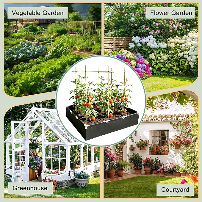 Breathable Felt Raised Garden Bed with PVC Frame, Heavy-Duty Square Planter Box for Vegetables, Herbs & Flowers, 3 Sizes – No Tools Assembly for Patio, Backyard Gardening（3*3*1FT, 1PCS）