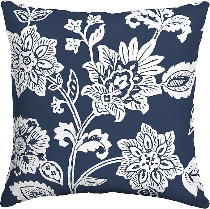 Arden Outdoor Toss Pillow, 16 x 16, Rain-Proof, Fade Resistant Sapphire Blue Ashland Jacobean