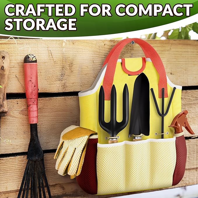 10 Pcs Gardening Tool Set for Women – All-in-One Garden Tools Set with Handy Tote Bag, Ergonomic Design & Rust-Resistant Steel – Gardening Tools for Women for Easy Garden Care & Gifts for Plant Lovers