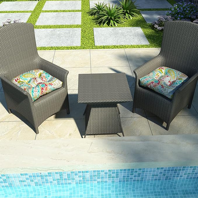 LVTXIII Outdoor U-Shaped Wicker Seat Cushion, Decorative Tufted Chair Pads Round Back Seat Cushion Set for Patio Garden Home Office Furniture, 19”x19”x4”, 2 Pack, Pretty Paisley