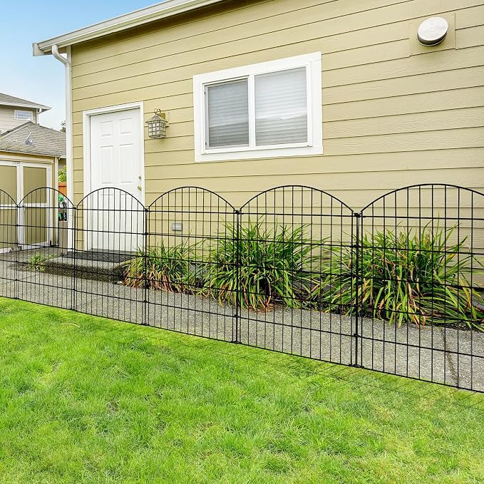 Thealyn Metal Garden Fence 32 inch H x 28 inch W (5 Panels, Total Length 11.6 ft) No Need Dig Rustproof Animal Barrier Fencing Border Fence for Dog, Patio,Yard, Landscape, Flower Bed