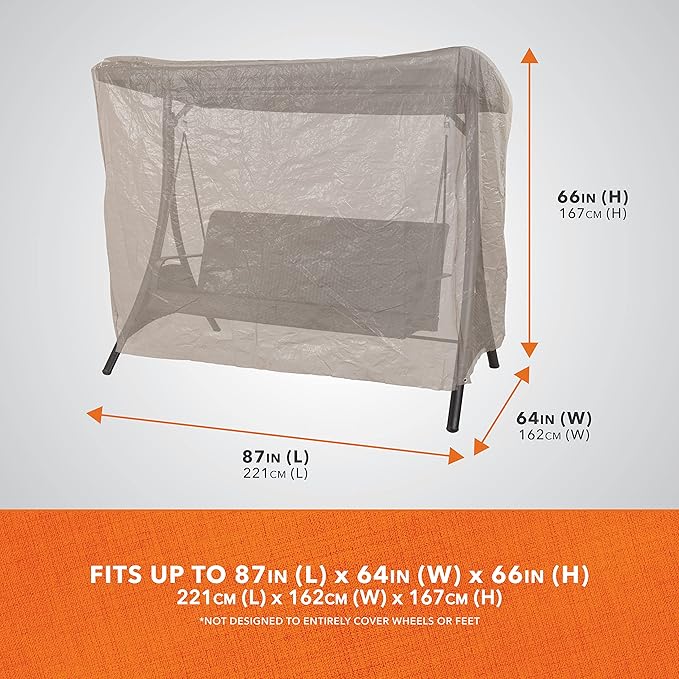 MODERN LEISURE 2-Seater Patio Outdoor Swing Cover - Waterproof and Weather-Resistant Fabric - Furniture Protection Perfect for Patio, Deck, and Porch - 87" L x 64" W x 66" H - Khaki