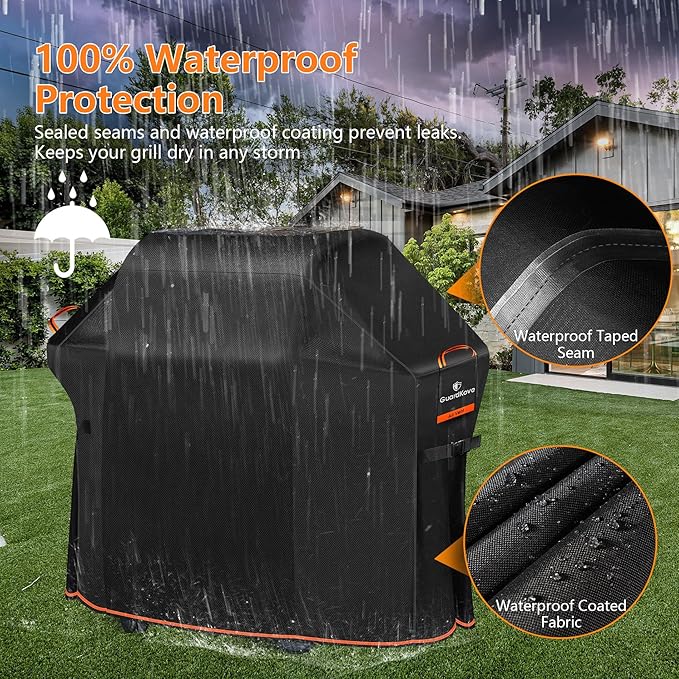 [Upgraded 1000D Heavy Duty Fabric] 52" Grill Cover for Weber Spirit 200 and 300 Series Outdoor Gas Grills, Super Waterproof BBQ Cover, Tear & Fade Resistant 7106 Grill Cover for Weber with Buckle