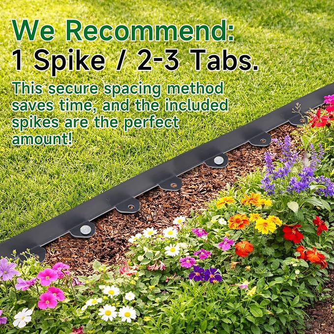 Gardzen 1.5" x 80' Landscape Edging Kit, No Dig Lawn Garden Border with 100 Pcs Spikes, Flexible Edging Border for Mulch Bed Pathway Paver