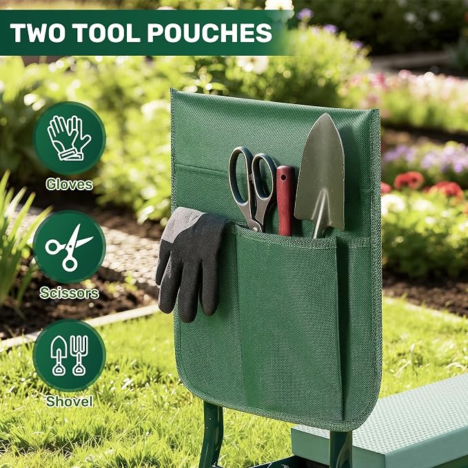 Garden Kneeler and Seat, 2-in-1 Gardening Kneeling Bench, Foldable Heavy Duty Garden Stool with Cushioned Pad, Gardening Gifts for Seniors Women -1PCS