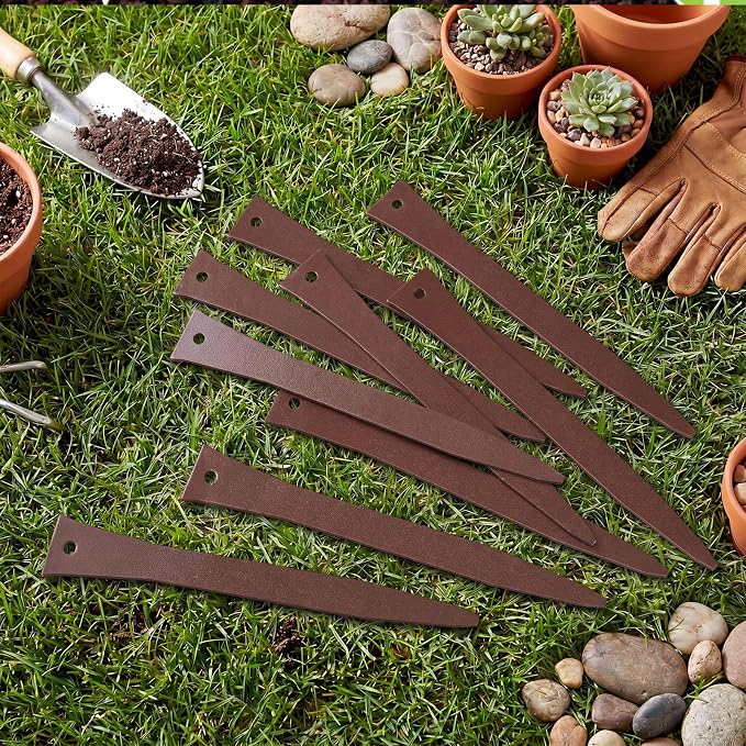 20 Pcs 12 Inch Metal Landscape Edging Stakes Galvanized Steel Garden Stakes Landscape Anchoring Spikes for Outdoor Terrace Grass Board Barrier Edging Coil Barrier Garden Lawn (Brown)
