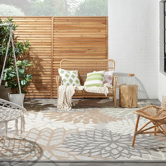 Nourison Home Aloha Natural 10' x 14' Area Rug - Easy Clean, Non Shedding, Bed Room, Living Room, Dining Room, Kitchen (10' x 14')