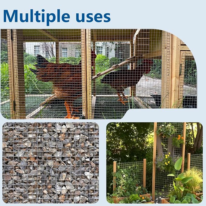 Hardware Cloth 1/4 inch Chicken Wire Fencing Double Hot-Dipped Galvanized After Welding Wire Fence，Duty Rust Proof Fencing for Gardens, Poultry Animal Netting Cage Screen (1/4inch 36in x 100ft)