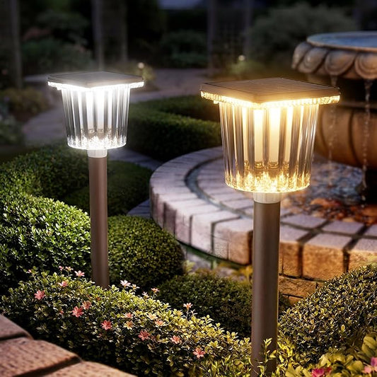 Super Bright Solar Garden Lights Powered 8 Pack,Adjustable Warm&Cool White,Waterproof IP65 Solar Pathway Outdoor Decor Landscape Lighting Outside for Front Yard/Patio/Walkway/Driveway/Lawn/Path Light