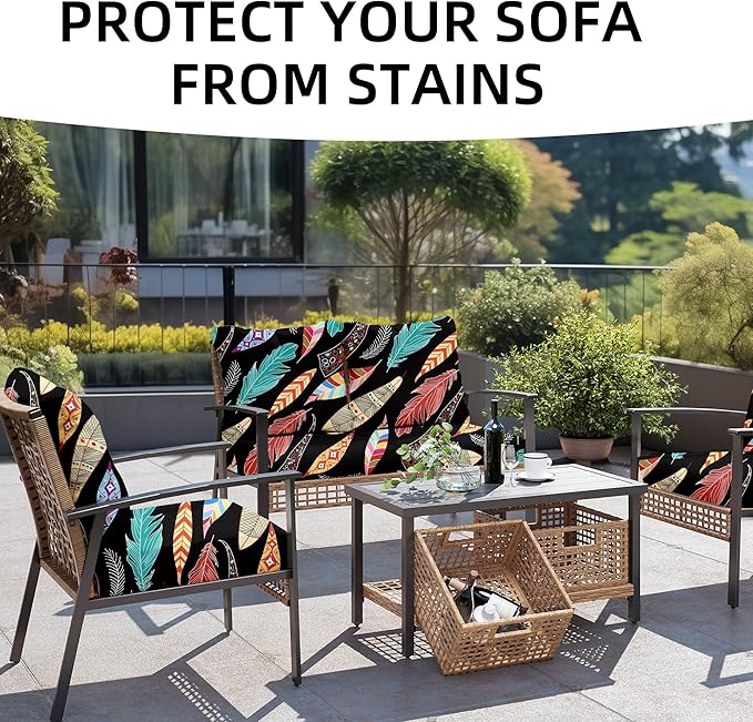Outdoor Cushion Covers Set,8PCS Patio Furniture Couch Seat Slipcovers, Replacement for Sofa Sectional Chair(Cover，Only)
