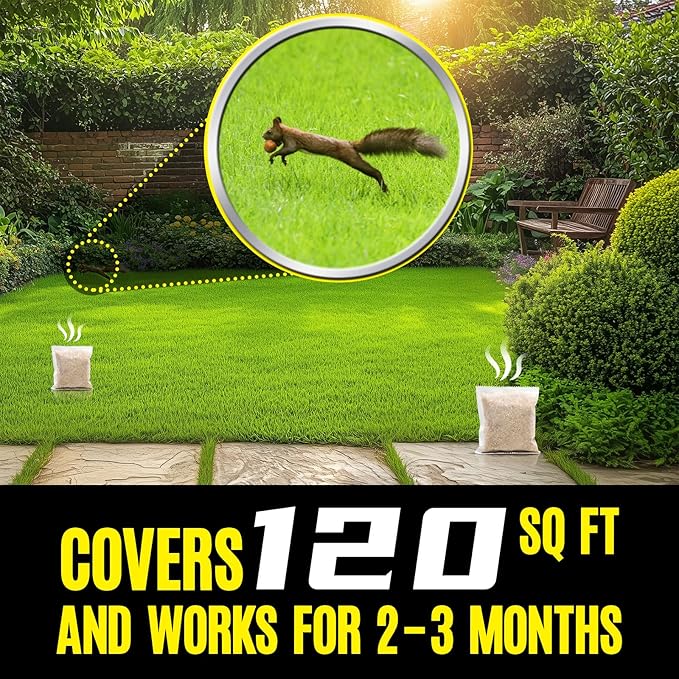 Squirrel Repellent Outdoor 12 Packs, Chipmunk Repellent Outdoor for Bird Feeders, Natural Squirrel Deterrent Keep Squirrels Out of Garden Yard, Squirrel Repellent for Attic Cars Engines Roof