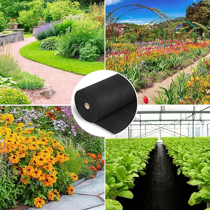 Jevrench 5oz Weed Barrier Landscape Fabric Heavy Duty, 4ft x 100ft Dual-Layer Premium Garden Landscaping Fabric, Ground Cover Weed Control Fabric Outdoor Weed Mat Garden Lawn Fabric