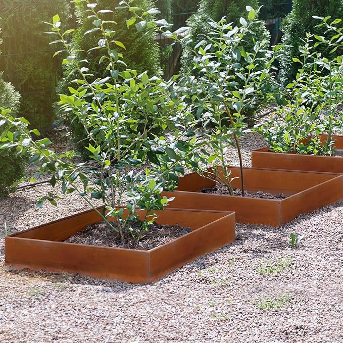 LAVEVE Landscape Edging Pre-Rusted Galvanized Steel, Hammer-in Metal Garden Edging Border with Clips, Suitable for Garden Fence, Paver Edging, Lawn and Yard