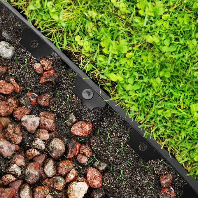 Gardzen 1.5" x 20' Landscape Edging Kit, Garden Edging Coil Comes with 24 Pcs Spikes, No Dig Lawn Border Design